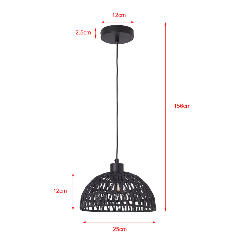 Szkic wymiarowy Lampa wisząca Alton metal+rattan [lux.pro]