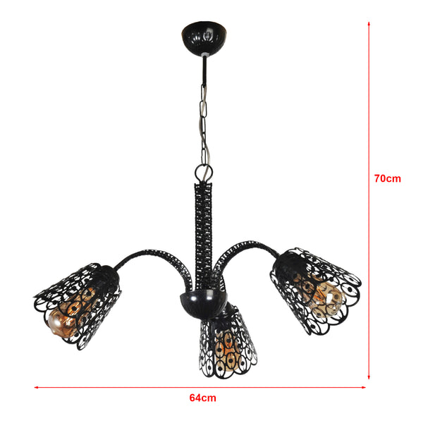 Lampa wisząca Garforth czarna 3/4-płomienna [lux.pro]