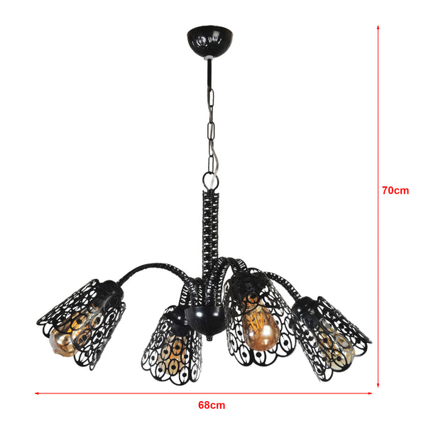 Lampa wisząca Garforth czarna 3/4-płomienna [lux.pro]