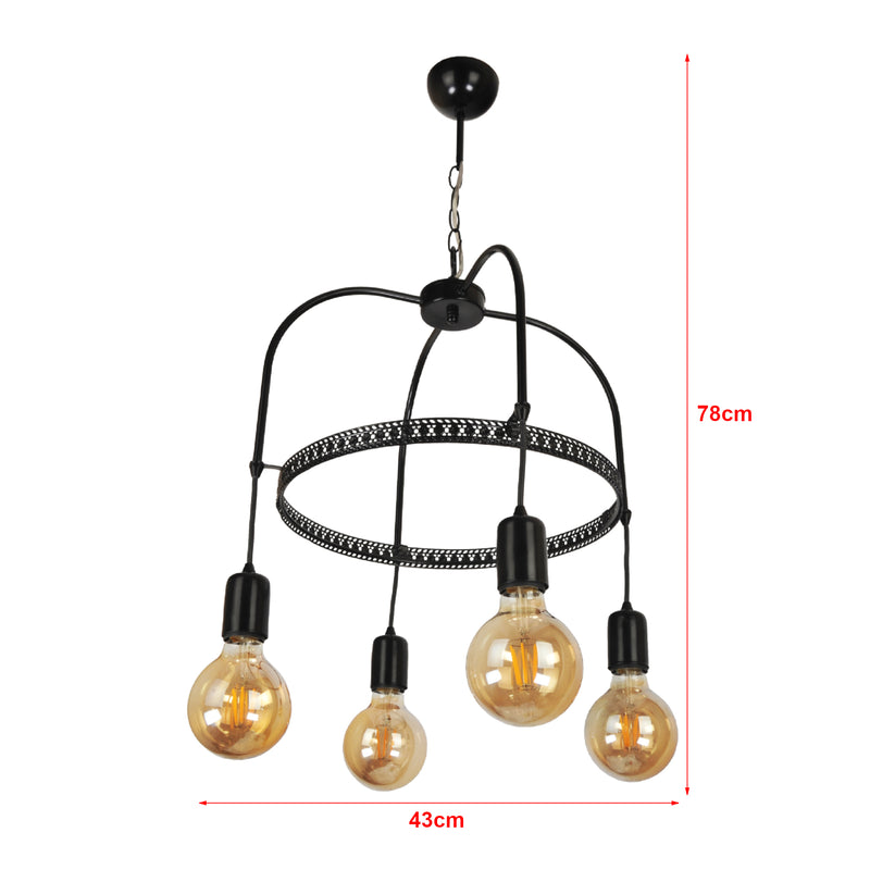 Szkic wymiarowy Lampa wisząca Llandudno E27 metalowa w różnych kolorach i rozmiarach [lux.pro]