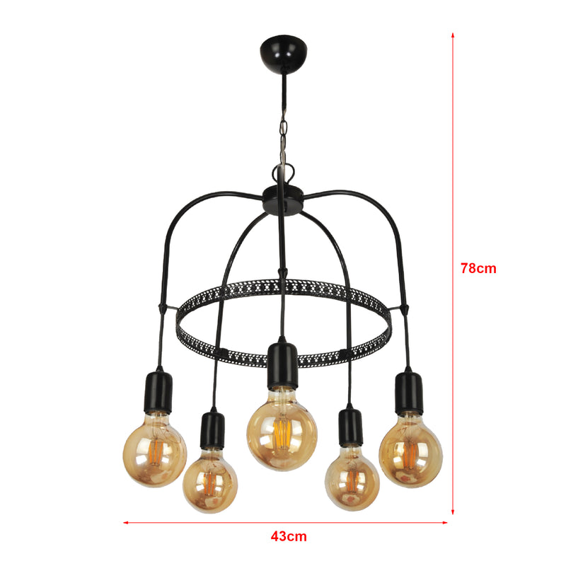 Szkic wymiarowy Lampa wisząca Llandudno E27 metalowa w różnych kolorach i rozmiarach [lux.pro]