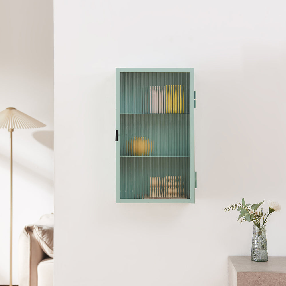 Szafka wisząca Zundert z drzwiami ze szkła żebrowanego 60x35x15 cm stal [en.casa]