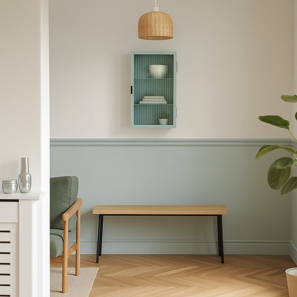 Szafka wisząca Zundert z ryflowanymi drzwiami szklanymi 60x35x15 cm stal [en.casa]