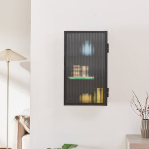 Szafka wisząca Zundert z drzwiami ze szkła żebrowanego 60x35x15 cm stal [en.casa]