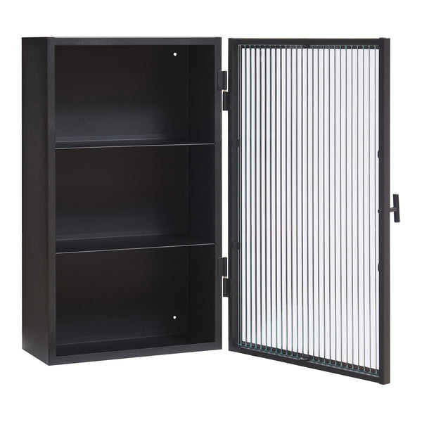 Szafka wisząca Zundert z drzwiami ze szkła żebrowanego 60x35x15 cm stal [en.casa]