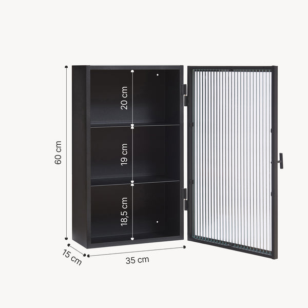 Szafka wisząca Zundert z drzwiami ze szkła żebrowanego 60x35x15 cm stal [en.casa]