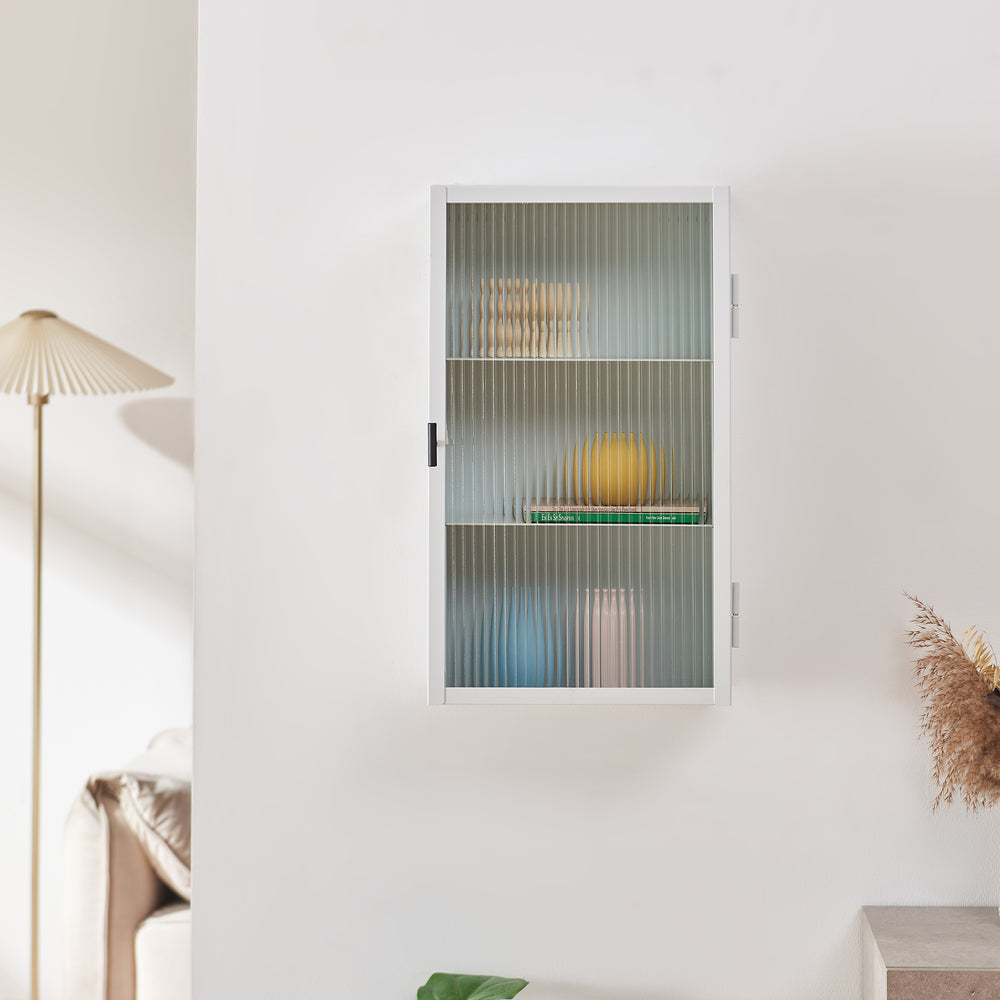 Szafka wisząca Zundert z drzwiami ze szkła żebrowanego 60x35x15 cm stal [en.casa]