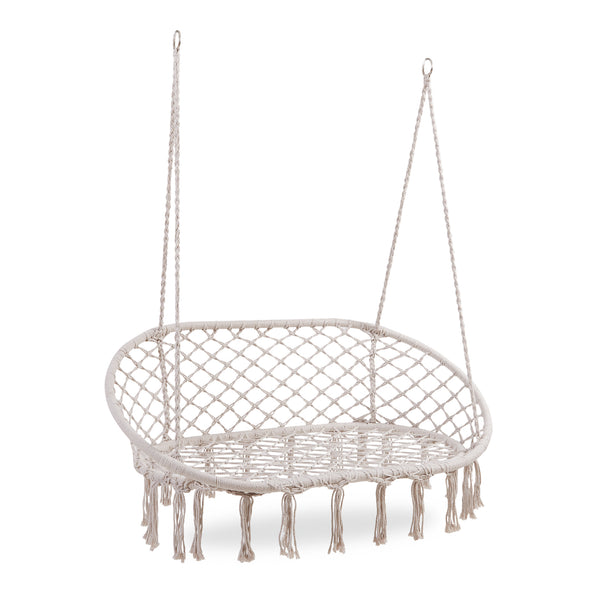 Fotel wiszący Kailua dla 2 osób 135x129x65 cm Kremowobiały [casa.pro]