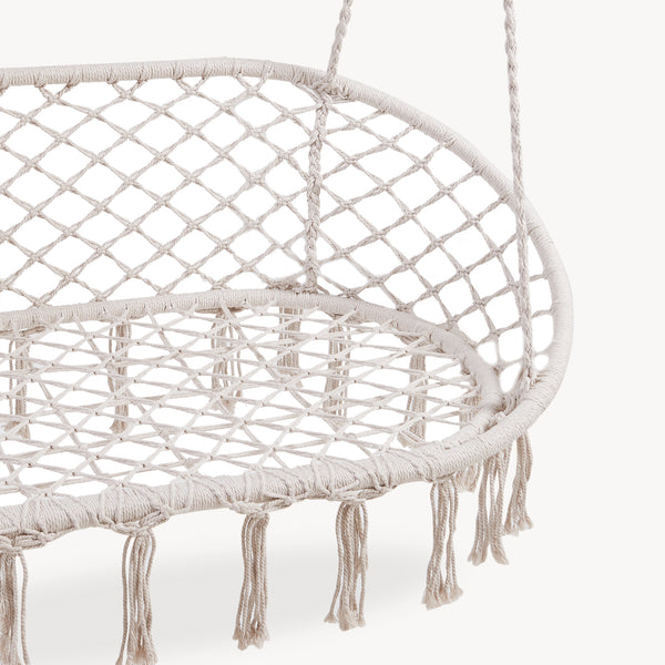 Fotel wiszący Kailua dla 2 osób 135x129x65 cm Kremowobiały [casa.pro]