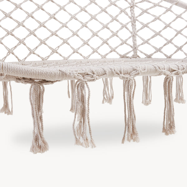 Fotel wiszący Kailua dla 2 osób 135x129x65 cm Kremowobiały [casa.pro]