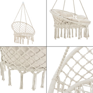 Krzesło wiszące Kailua maks. 150 kg do wnętrz i na zewnątrz z poduszką casa.pro