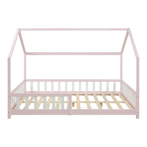 Łóżko domowe Hesel z materacem i zabezpieczeniem przed wypadnięciem białe [en.casa]