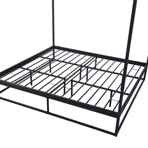 Łóżko z baldachimem Kristianstad z materacem czarne w różnych rozmiarach. rozmiary [en.casa]