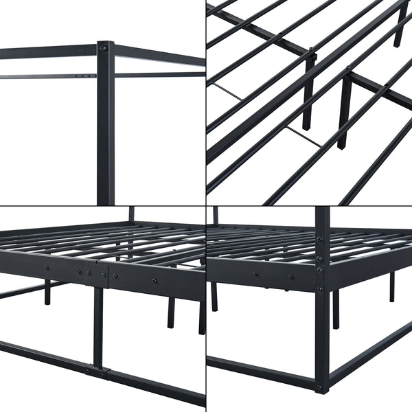 Łóżko z baldachimem Kristianstad z materacem czarne w różnych rozmiarach. rozmiary [en.casa]