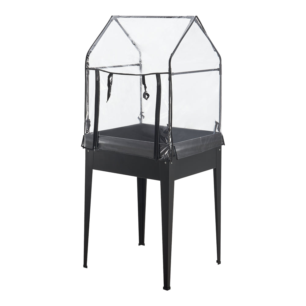 Podwyższone łóżko ze szklarnią Katwijk 60x60x152cm stal antracyt [en.casa]