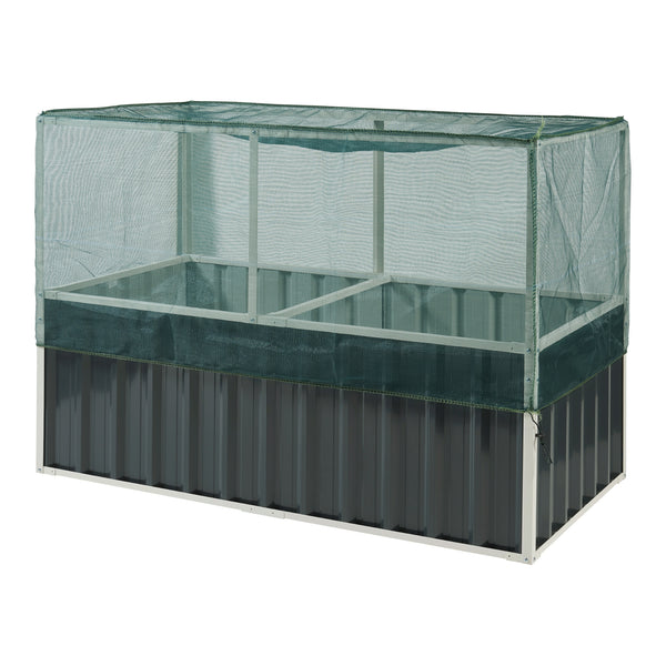 Podwyższone łóżko z siatką Alblasserdam antracyt [en.casa]