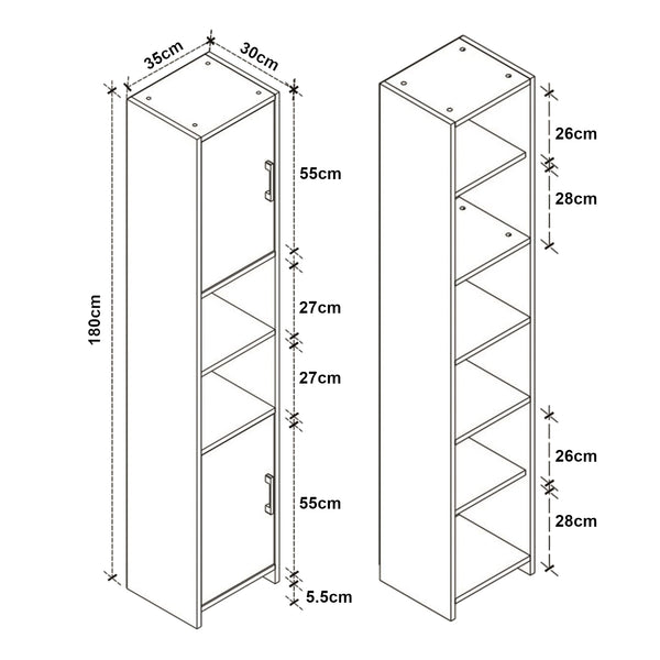 Szafa wysoka Rautrina 180x35x30 cm [en.casa]