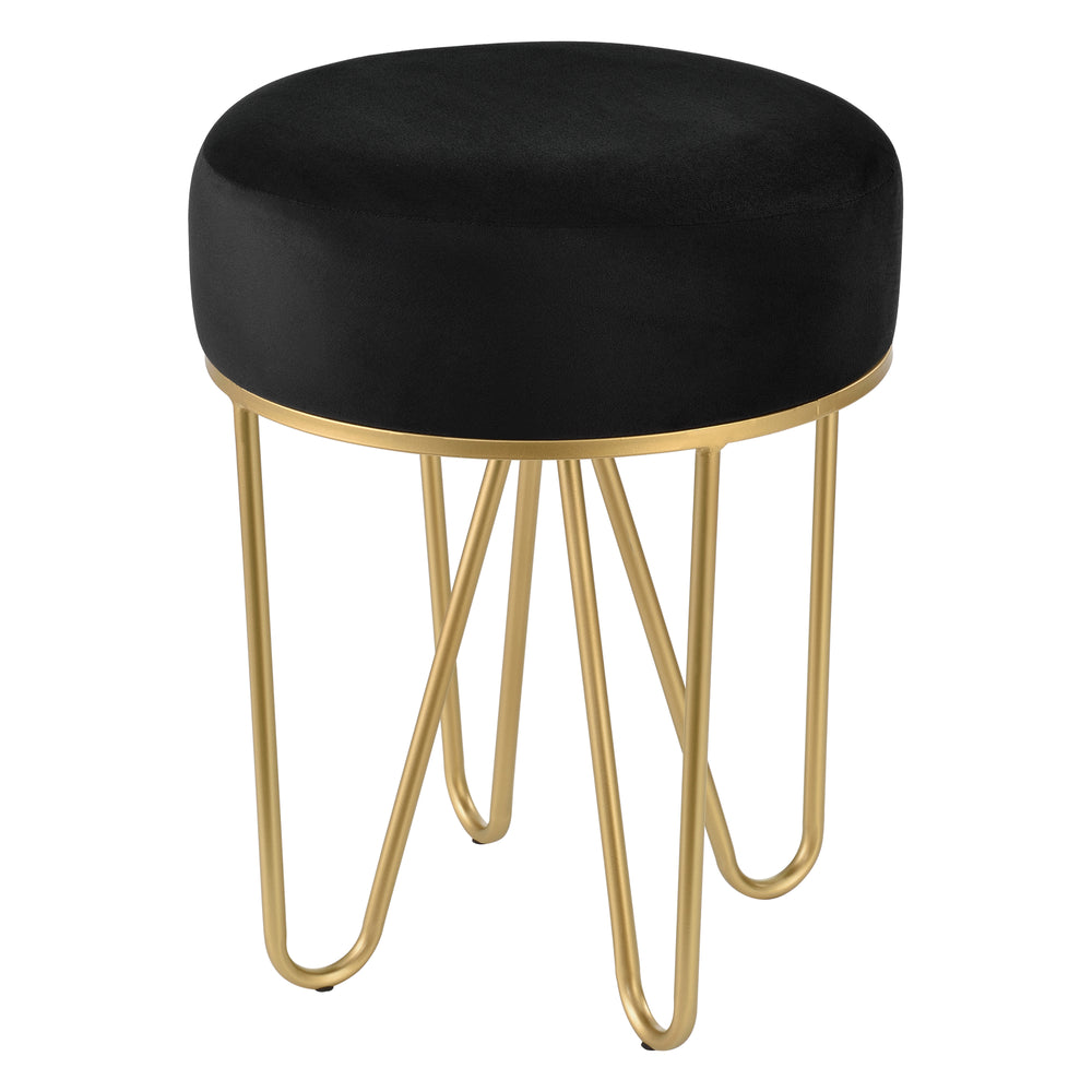 Taboret Runö tapicerowany do 100 kg kolor czarny/mosiądz [en.casa]