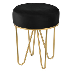 Taboret Runö tapicerowany do 100 kg kolor czarny/mosiądz [en.casa]