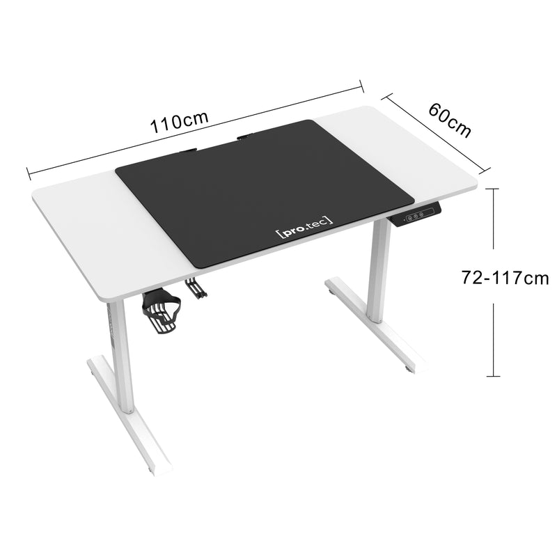 Szkic wymiarowy Stół z regulacją wysokości Pomona electric 110x60cm [pro.tec]