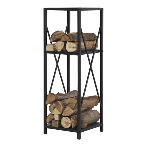 Stojak na drewno opałowe Tinglev stal 34x34x105,5 cm czarny [en.casa]