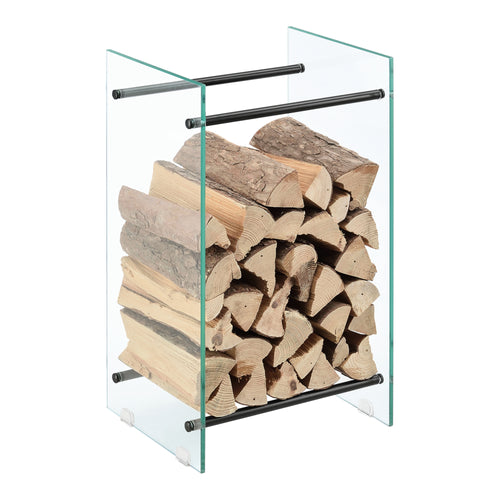 Regał na drewno kominkowe Oshawa ze szkła w różnych rozmiarach en.casa