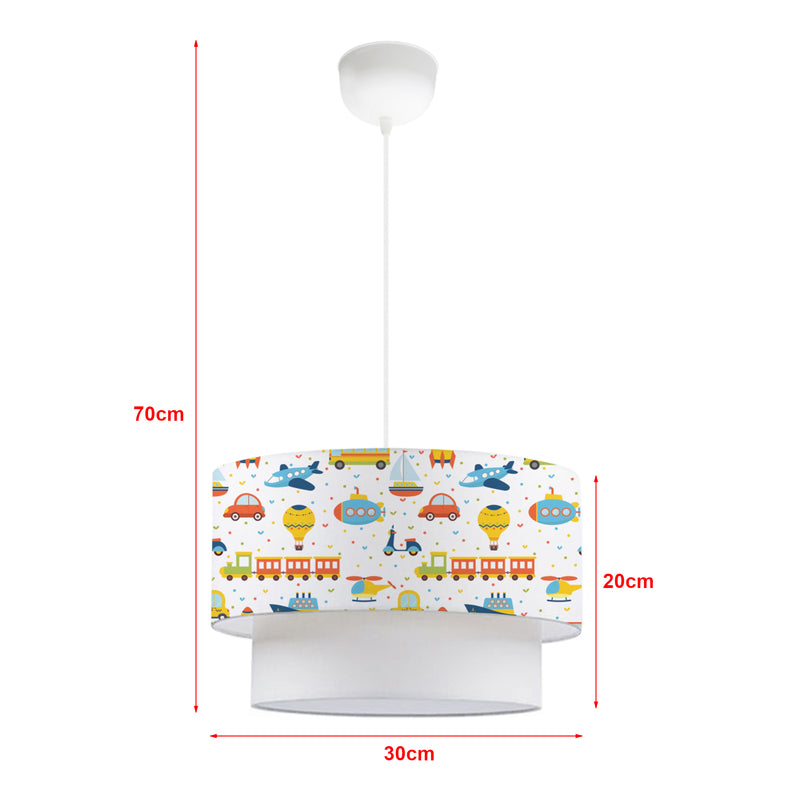 Szkic wymiarowy Lampa wisząca Lurgan 1 x E27 z różnymi motywami motywy [lux.pro]
