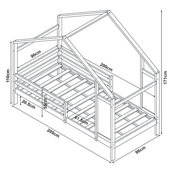 Łóżko dziecięce Lorenskog z materacem 90x200 cm w różnych kolorach. kolory [en.casa]