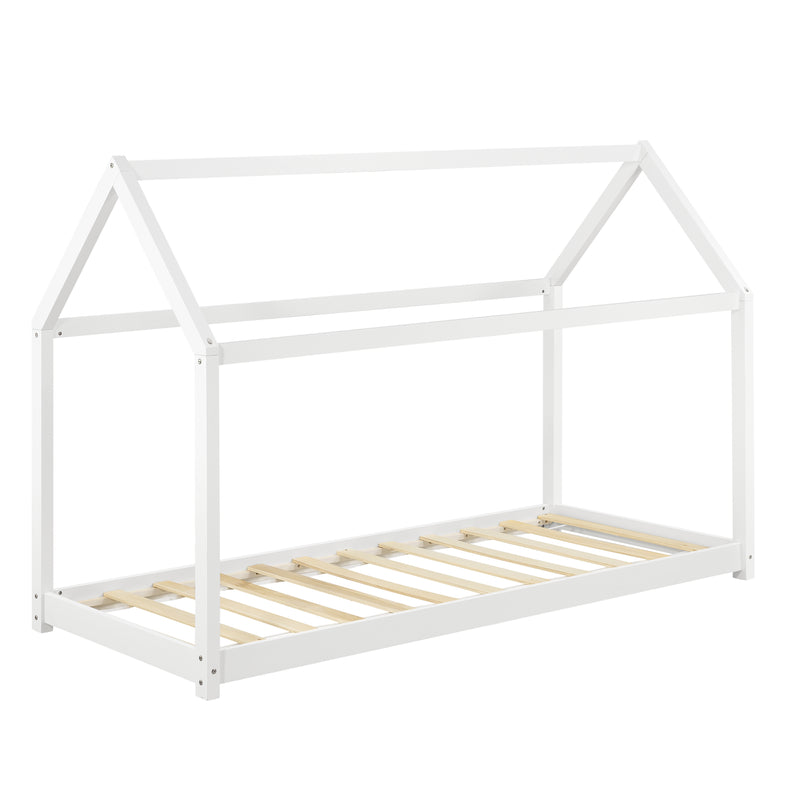 Szkic wymiarowy Łóżko dziecięce 90x200 cm Netstal z materacem z zimnej pianki w różnych kolorach. kolory [en.casa]