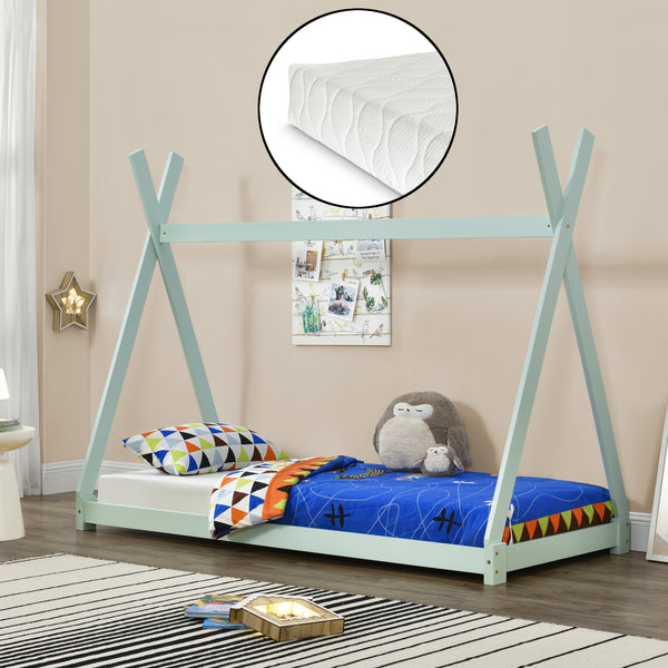 Łóżeczko dziecięce Onejda z materacem z pianki zimnej 90x200 cm w różnych kolorach [en.casa]