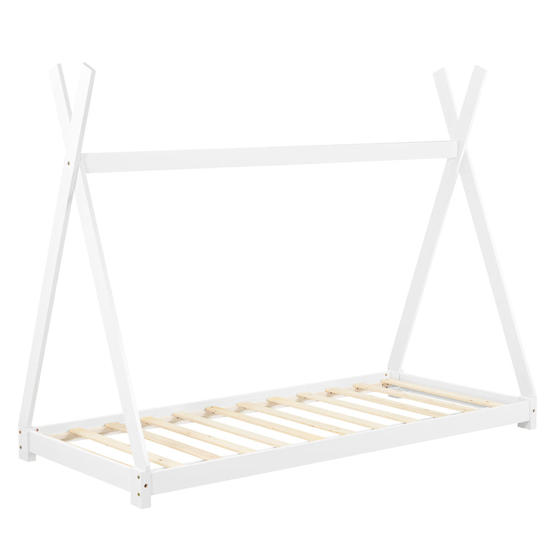 Szkic wymiarowy Łóżko dziecięce Onejda 90x200 cm z materacem z zimnej pianki w różnych kolorach. kolory [en.casa]