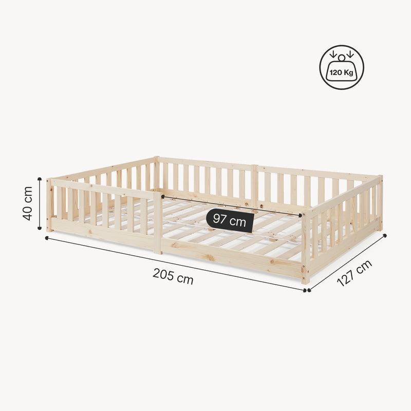Szkic wymiarowy Tanna cot [en.casa]