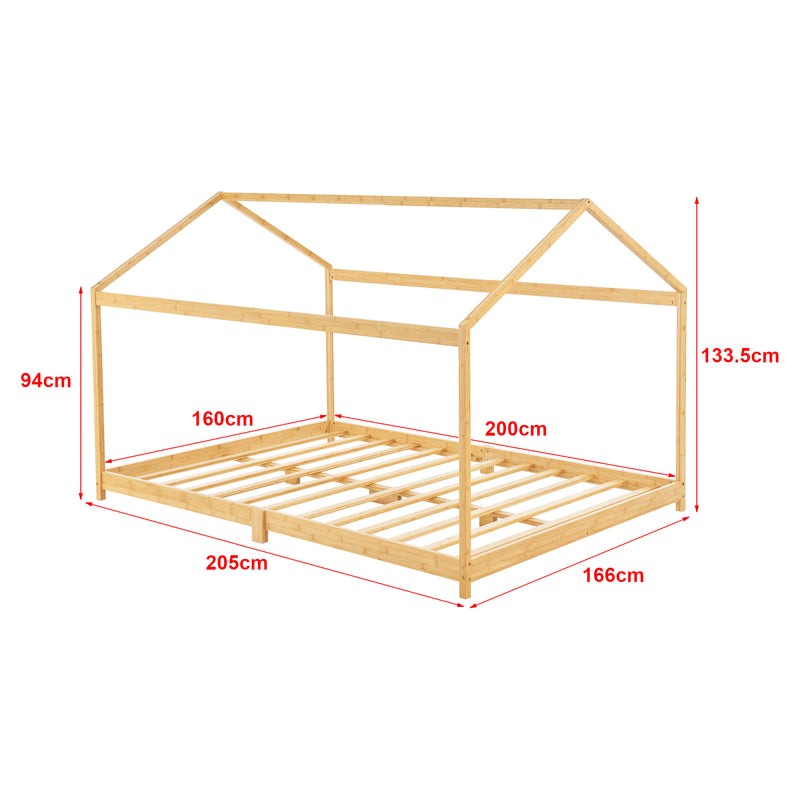 Szkic wymiarowy Łóżko dziecięce Vindafjord bamboo w różnych rozmiarach rozmiary + materac [en.casa]