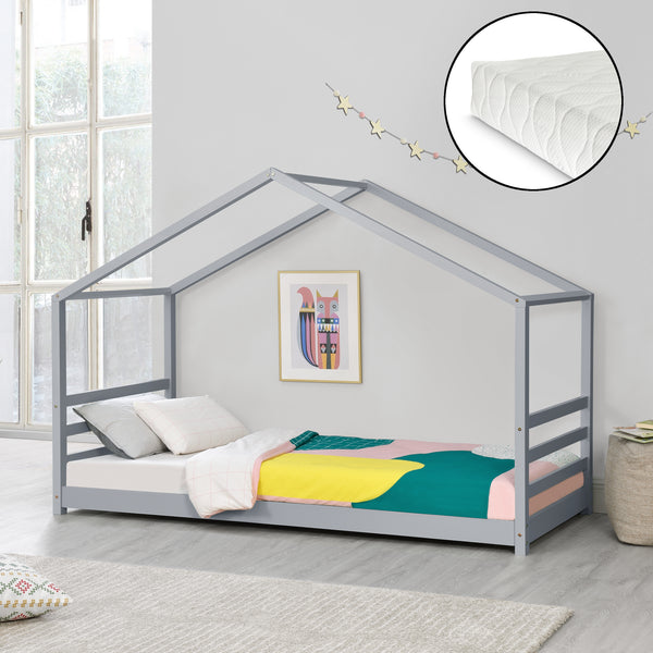 Łóżko dziecięce Vardø z materacem z zimnej pianki w różnych rozmiarach i kolorach. rozmiary i kolory [en.casa]