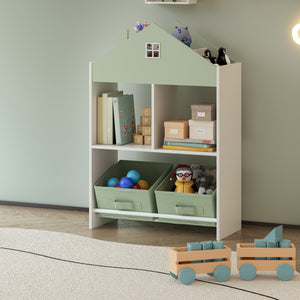 Kinderregal Vipsali 90x60x27 cm Mintgrün/Weiß [en.casa] - premiumXL