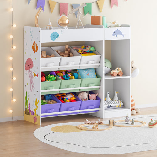 Kinderregal Farusa 80x90x30 cm Aqua Dream Motiv [en.casa] - premiumXL