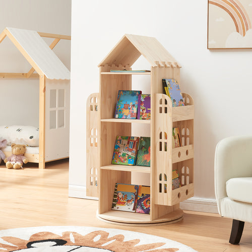 Drehbares Kinderregal Sanköre 122x64x43 cm Kiefernholz Natur [en.casa] - premiumXL