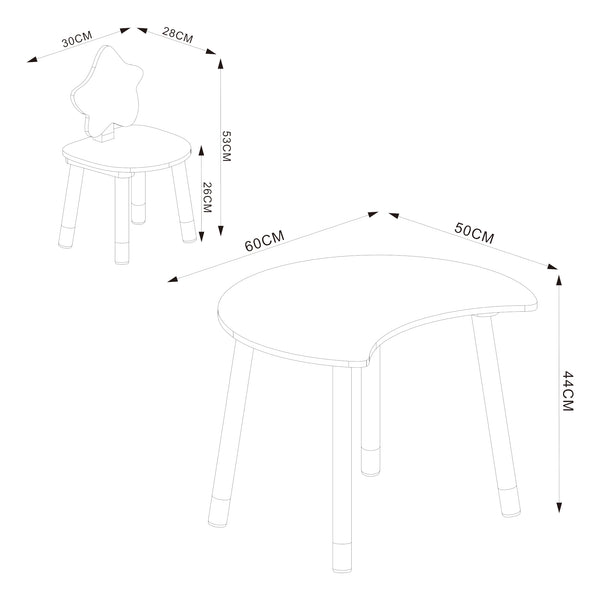 Biurko dziecięce z krzesłem Lallega z motywem księżyca i gwiazd [en.casa]