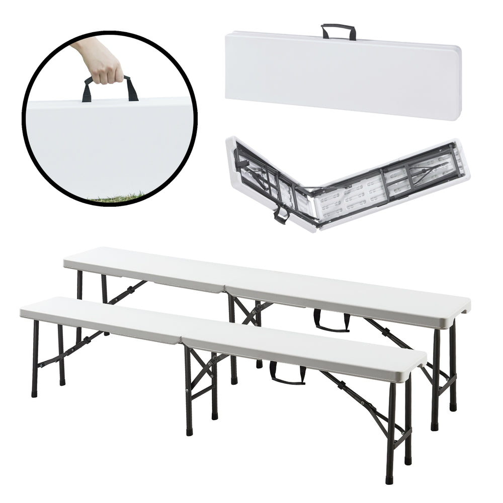 Zestaw ławka składana Ljusnarsberg 2-częściowy Biały [en.casa]