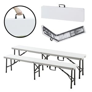 Zestaw ławka składana Ljusnarsberg 2-częściowy Biały [en.casa]