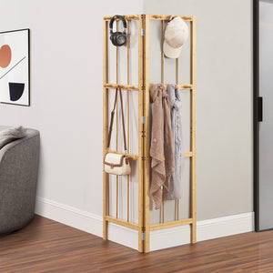 Eckgarderobe Hyllestad 165,5x92x8cm Bambus [en.casa] - premiumXL