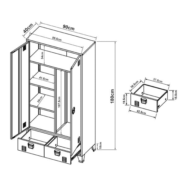 Szafa Hankasalmi 180x90x40 cm w różnych kolorach. kolory [en.casa]