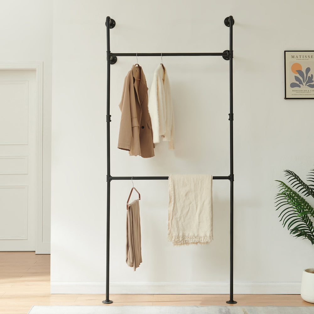 Wieszak na ubrania do montażu ściennego Kenävatka stal czarny [en.casa]