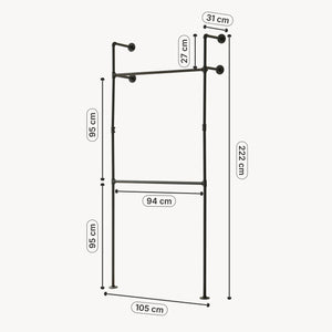 Wieszak na ubrania do montażu ściennego Kenävatka stal czarny [en.casa]