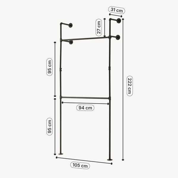 Wieszak na ubrania do montażu ściennego Kenävatka stal czarny [en.casa]