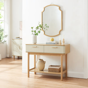 Konsolentisch Ferrersp z 2 szufladami 100x40x80 cm dąb/sandfarben [en.casa]