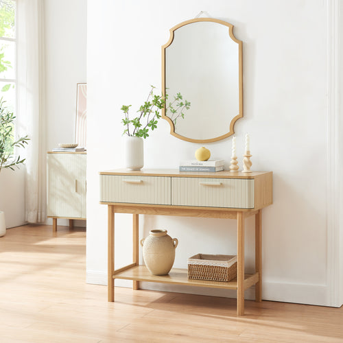 Konsolentisch Ferrersp z 2 szufladami 100x40x80 cm dąb/sandfarben [en.casa]