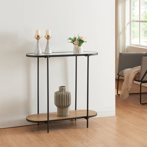 Stolik konsolowy Høyanger 80x80x30cm czarny/dąb [en.casa]