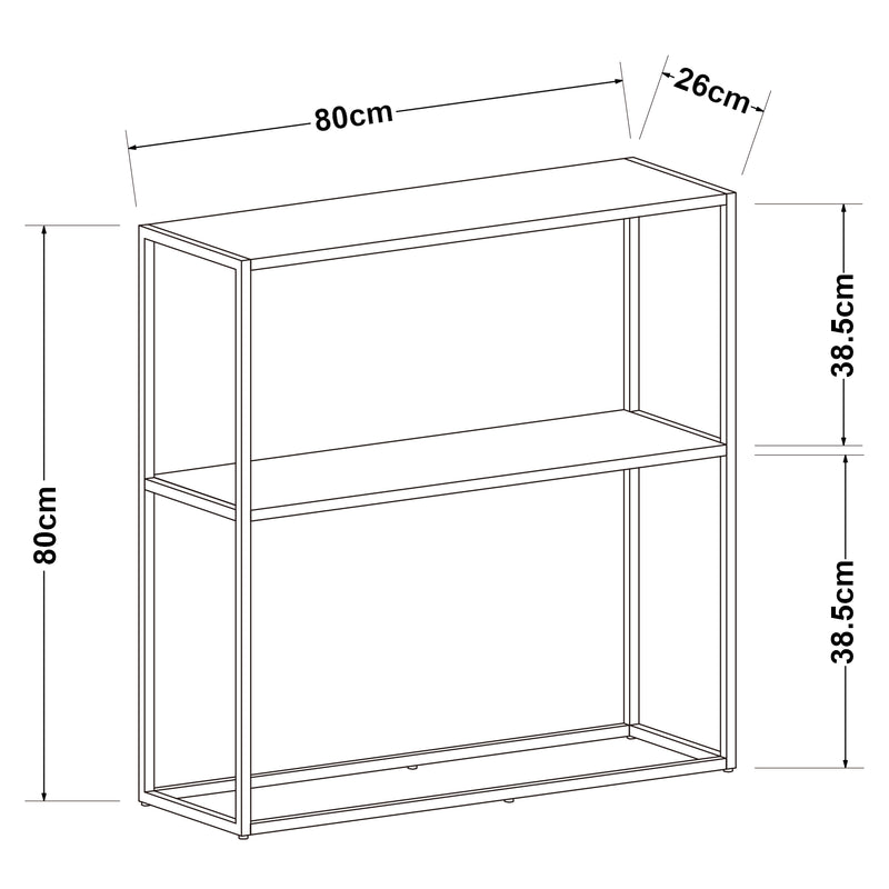 Szkic wymiarowy Stalowy stolik konsolowy Strömstad 80x80x26cm [en.casa]
