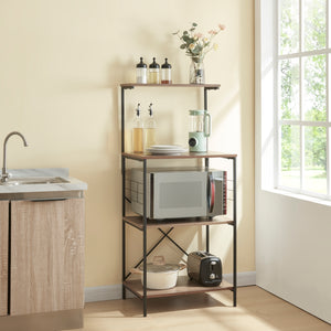 Standregal Billund mit 4 Ablageflächen 133 x 60 x 42 cm Schwarz / Walnuss - Optik [en.casa] - premiumXL